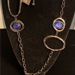 Chicos Blue and metallic Silver Necklace